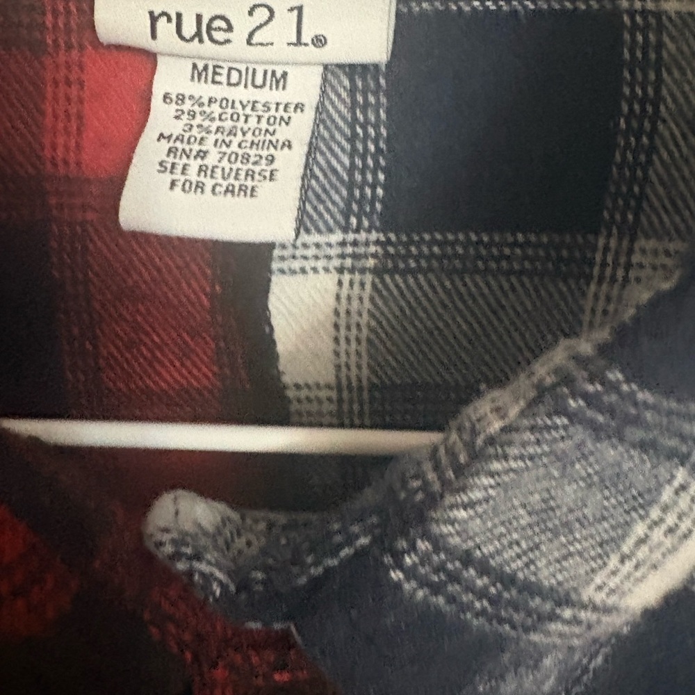 Rue21 Red and Black Plaid Shirt - Picture 3 of 5
